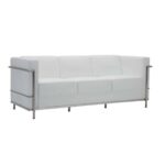 GENOVA Καναπές Σαλονιού Καθιστικού 3Θέσιος, Inox Pu Άσπρο 188x73x71cm - Image 2