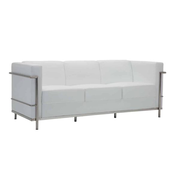 GENOVA Καναπές Σαλονιού Καθιστικού 3Θέσιος, Inox Pu Άσπρο 188x73x71cm - Image 2