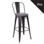 RELIX Σκαμπό Bar-Pro με Πλάτη, Μέταλλο Βαφή Μαύρο Matte, Pu Σκούρο Γκρι 43x48x78/114cm - Image 2