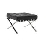 BARCELONA τ. Σκαμπό - Υποπόδιο, Βάση Inox, Pu Μαύρο 61x61x43cm - Image 2