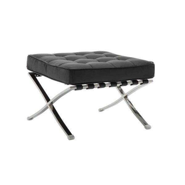 BARCELONA τ. Σκαμπό - Υποπόδιο, Βάση Inox, Pu Μαύρο 61x61x43cm - Image 2