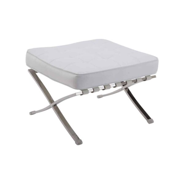 BARCELONA τ. Σκαμπό - Υποπόδιο, Βάση Inox, Pu Άσπρο 61x61x43cm - Image 2