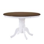 NIRVANA Τραπέζι Τραπεζαρίας Κουζίνας, Επεκτεινόμενο, Άσπρο - Καρυδί Φ106 (+30)x75cm - Image 2