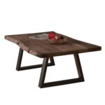 LIZARD Τραπεζάκι Σαλονιού Καθιστικού, Μέταλλο Βαφή Μαύρο, Ξύλο Ακακία Καρυδί 115x65x40cm - Image 2