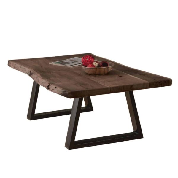 LIZARD Τραπεζάκι Σαλονιού Καθιστικού, Μέταλλο Βαφή Μαύρο, Ξύλο Ακακία Καρυδί 115x65x40cm - Image 2