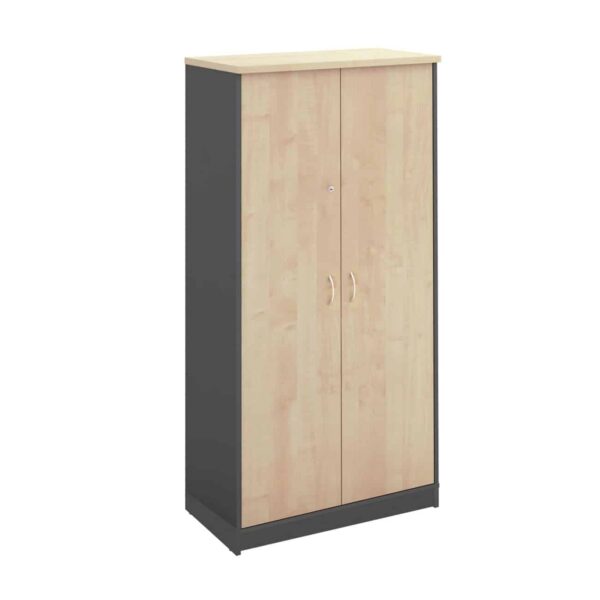 ΝΤΟΥΛΑΠΑ-Α Γραφείου Δίφυλλη, 4 Ράφια, Απόχρωση Dark Grey - Beech 80x40x172cm - Image 2