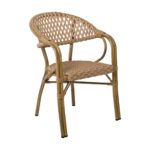 VEGERA Rattan Πολυθρόνα Dining Αλουμίνιο Φυσικό, Wicker Φυσικό, Στοιβαζόμενη 57x59x84cm - Image 2