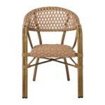 VEGERA Rattan Πολυθρόνα Dining Αλουμίνιο Φυσικό, Wicker Φυσικό, Στοιβαζόμενη 57x59x84cm - Image 3