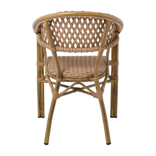 VEGERA Rattan Πολυθρόνα Dining Αλουμίνιο Φυσικό, Wicker Φυσικό, Στοιβαζόμενη 57x59x84cm - Image 5