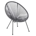 ACAPULCO Πολυθρόνα Μέταλλο Βαφή Μαύρο, Rattan Γκρι 73x76x89cm - Image 2