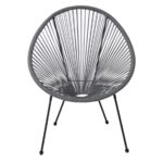 ACAPULCO Πολυθρόνα Μέταλλο Βαφή Μαύρο, Rattan Γκρι 73x76x89cm - Image 3