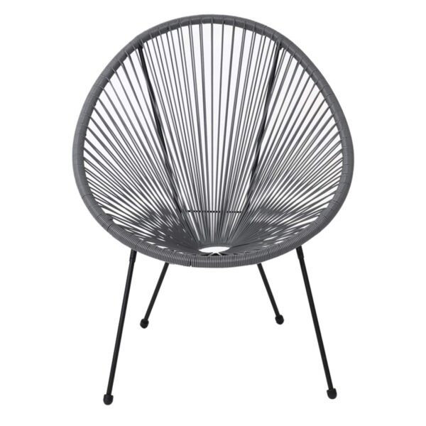 ACAPULCO Πολυθρόνα Μέταλλο Βαφή Μαύρο, Rattan Γκρι 73x76x89cm - Image 3