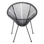 ACAPULCO Πολυθρόνα Μέταλλο Βαφή Μαύρο, Rattan Γκρι 73x76x89cm - Image 5
