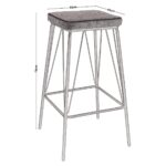 PANTON Σκαμπό BAR, Μέταλλο Βαφή Μαύρο, PU Απόχρωση Vintage Grey 43x43x76cm - Image 3