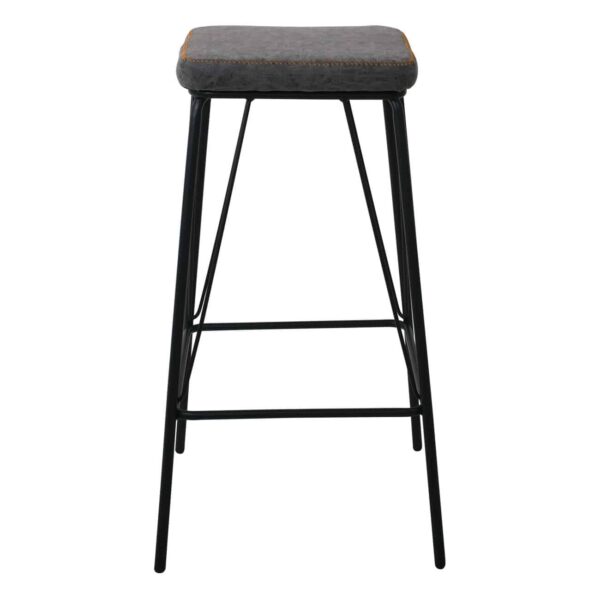PANTON Σκαμπό BAR, Μέταλλο Βαφή Μαύρο, PU Απόχρωση Vintage Grey 43x43x76cm - Image 4
