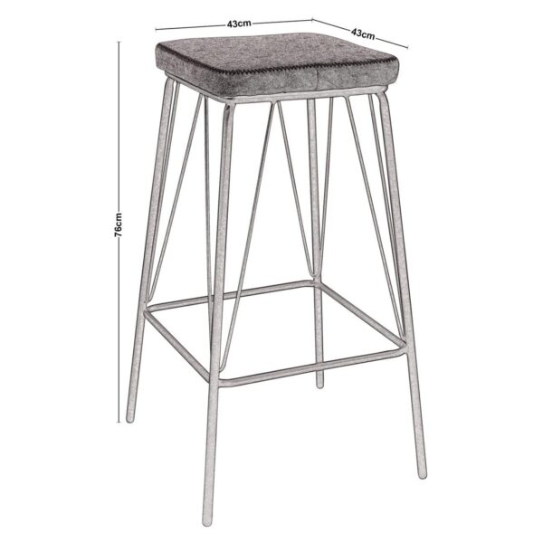 PANTON Σκαμπό BAR, Μέταλλο Βαφή Μαύρο, PU Απόχρωση Vintage Black 43x43x76cm - Image 3