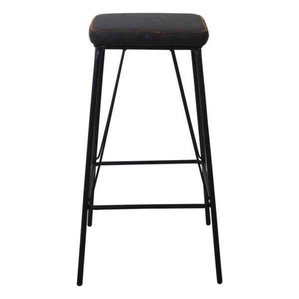 PANTON Σκαμπό BAR, Μέταλλο Βαφή Μαύρο, PU Απόχρωση Vintage Black 43x43x76cm - Image 4