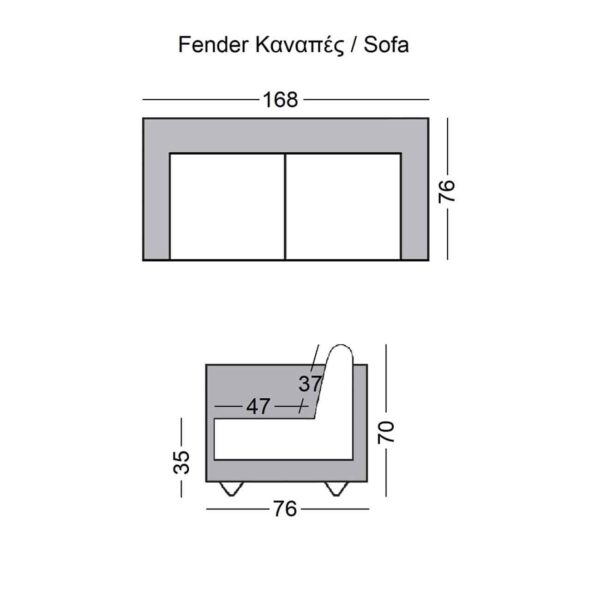FENDER Καναπές - Κρεβάτι Σαλονιού - Καθιστικού, Ύφασμα Patchwork Blue 168x76x70cm Bed:168x88x35cm - Image 3