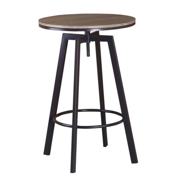 YORK Τραπέζι BAR Μέταλλο Βαφή Σκούρο Καφέ - Καρυδί 63x63x94/104cm Επιφάνεια:Φ60cm - Image 2