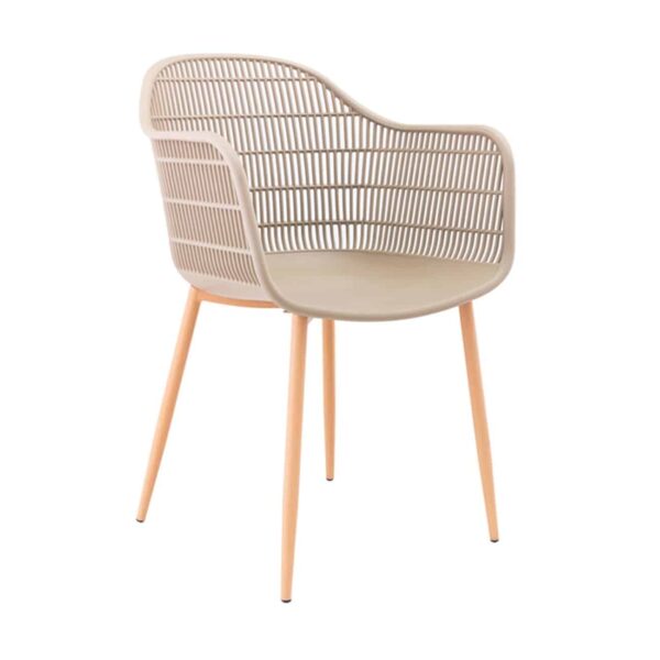 BERRY Πολυθρόνα Μέταλλο Βαφή Φυσικό, PP-UV Tortora 58x58x85cm - Image 2