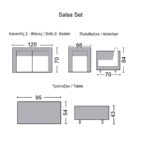 SALSA Set Σαλόνι Κήπου Μέταλλο Μαύρο, Wicker Φυσικό: Τραπέζι + Καναπέ 2Θέσιο + 2 Πολυθρόνες 94x56x44-120x70x86-67x71x83cm - Image 3