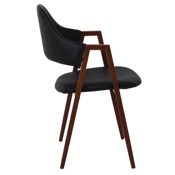 DELTA Πολυθρόνα Μέταλλο Βαφή Καρυδί, Pu Μαύρο 51x51x81cm - Image 5