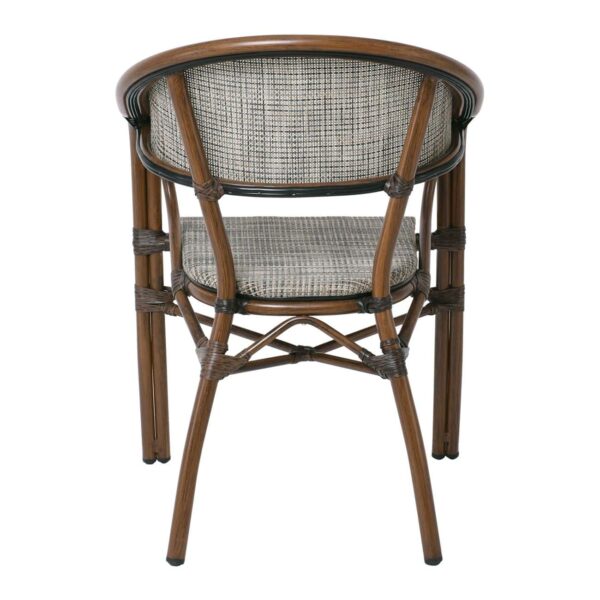 VEGERA Πολυθρόνα Dining Αλουμίνιο Βαφή Καρυδί Textilene Μπεζ, Στοιβαζόμενη 57x58x83cm - Image 5