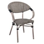 COSTA Πολυθρόνα Dining Αλουμινίου, Απόχρωση Antique Grey - Textilene Μπεζ 58x57x83cm - Image 2