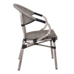 COSTA Πολυθρόνα Dining Αλουμινίου, Απόχρωση Antique Grey - Textilene Μπεζ 58x57x83cm - Image 4