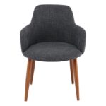 SOUL Πολυθρόνα Τραπεζαρίας Σαλονιού Κουζίνας, Μέταλλο Βαφή Καρυδί, Ύφασμα Γκρι 57x60x78cm - Image 3