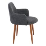 SOUL Πολυθρόνα Τραπεζαρίας Σαλονιού Κουζίνας, Μέταλλο Βαφή Καρυδί, Ύφασμα Γκρι 57x60x78cm - Image 4