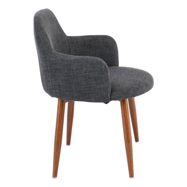 SOUL Πολυθρόνα Τραπεζαρίας Σαλονιού Κουζίνας, Μέταλλο Βαφή Καρυδί, Ύφασμα Γκρι 57x60x78cm - Image 4