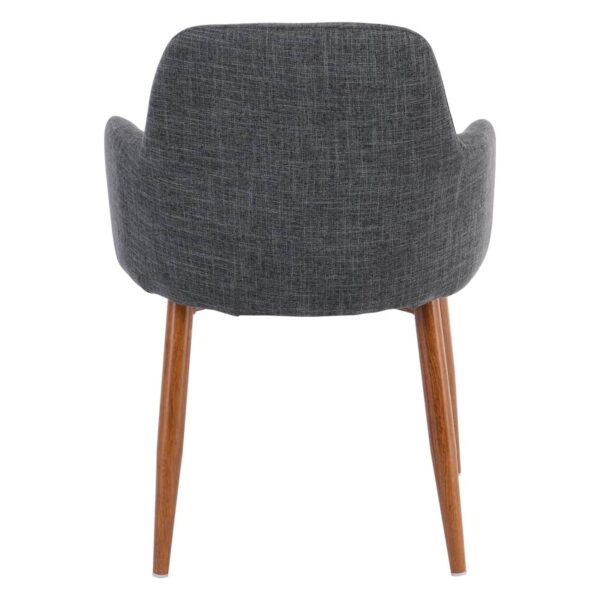 SOUL Πολυθρόνα Τραπεζαρίας Σαλονιού Κουζίνας, Μέταλλο Βαφή Καρυδί, Ύφασμα Γκρι 57x60x78cm - Image 5