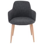 SOUL Πολυθρόνα Τραπεζαρίας Σαλονιού - Κουζίνας, Μέταλλο Βαφή Φυσικό, Ύφασμα Γκρι 57x60x78cm - Image 3