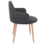 SOUL Πολυθρόνα Τραπεζαρίας Σαλονιού - Κουζίνας, Μέταλλο Βαφή Φυσικό, Ύφασμα Γκρι 57x60x78cm - Image 4