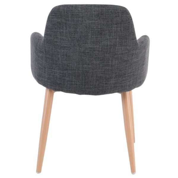 SOUL Πολυθρόνα Τραπεζαρίας Σαλονιού - Κουζίνας, Μέταλλο Βαφή Φυσικό, Ύφασμα Γκρι 57x60x78cm - Image 5