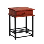 FLORA-II Κομοδίνο Μέταλλο Βαφή Μαύρο, Ξύλο Καρυδί 33x45x58cm - Image 2