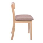 DOM Καρέκλα Τραπεζαρίας Απόχρωση Oak, Ύφασμα Καφέ 48x51x79cm - Image 3