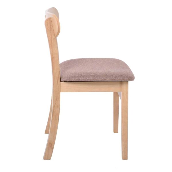 DOM Καρέκλα Τραπεζαρίας Απόχρωση Oak, Ύφασμα Καφέ 48x51x79cm - Image 3