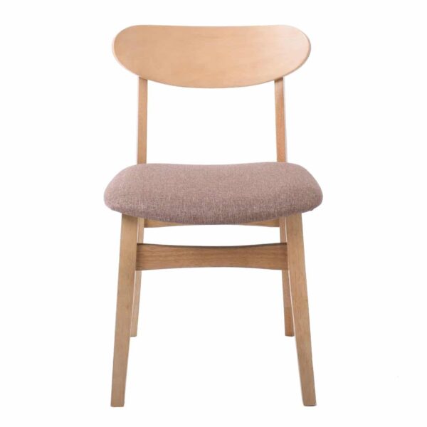 DOM Καρέκλα Τραπεζαρίας Απόχρωση Oak, Ύφασμα Καφέ 48x51x79cm - Image 5