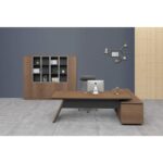 PROLINE Γραφείο Αριστερή Γωνία Απόχρωση Καρυδί Δρυς - Μαύρο 240x95/200x50 H.76/63cm - Image 2