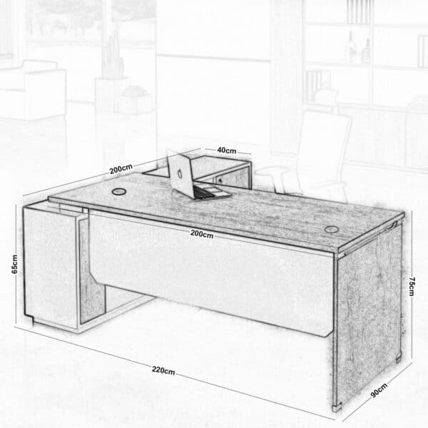 PROJECT Γραφείο Δεξιά Γωνία, Απόχρωση Sonoma - Γκρι 200x90/200x40 H.75/65cm - Image 3