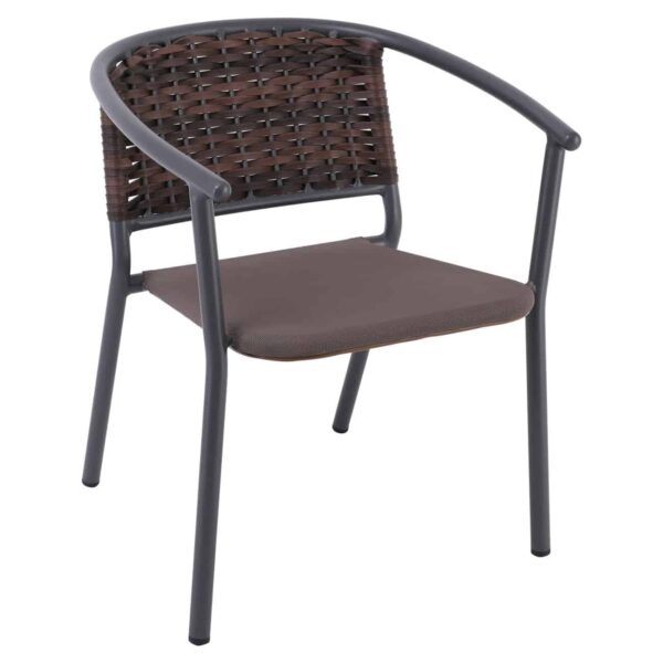 SILVA Πολυθρόνα Αλουμίνιο Ανθρακί, Wicker Rocky Brown 59x62x72cm - Image 2