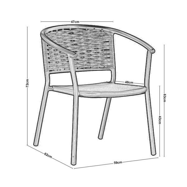 SILVA Πολυθρόνα Αλουμίνιο Ανθρακί, Wicker Rocky Brown 59x62x72cm - Image 3