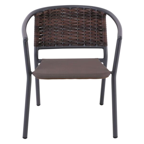 SILVA Πολυθρόνα Αλουμίνιο Ανθρακί, Wicker Rocky Brown 59x62x72cm - Image 4