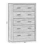 CALIBER Συρταριέρα με 5 Συρτάρια - Απόχρωση Sonoma Oak 80x39x120cm - Image 3