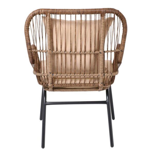 SALSA MAX Πολυθρόνα Μέταλλο Βαφή Μαύρο, Wicker Φυσικό, Μαξιλάρι Μπεζ 64x69x89cm - Image 5