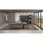 PROLINE Γραφείο Δεξιά Γωνία Απόχρωση Καρυδί Δρυς - Μαύρο 220x90/200x40 (H.76)cm - Image 2