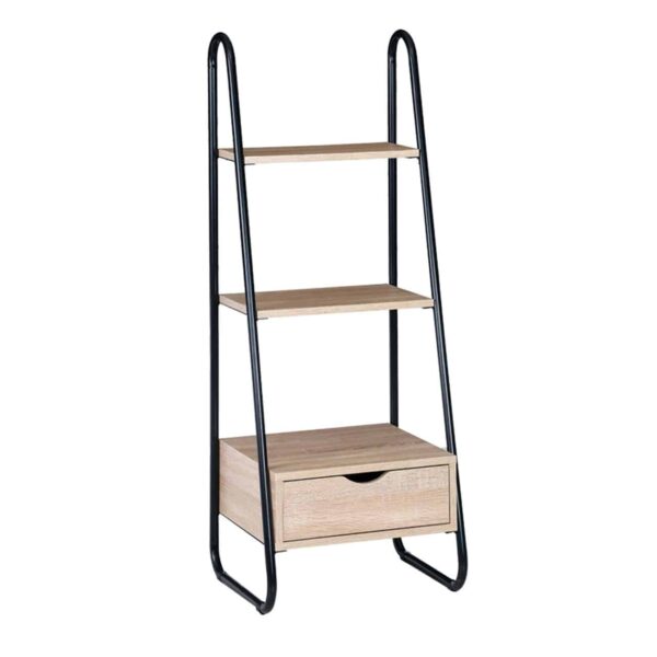 Ραφιέρα Μέταλλο Βαφή Μαύρο, Απόχρωση Σημύδας 44x37x114cm - Image 2