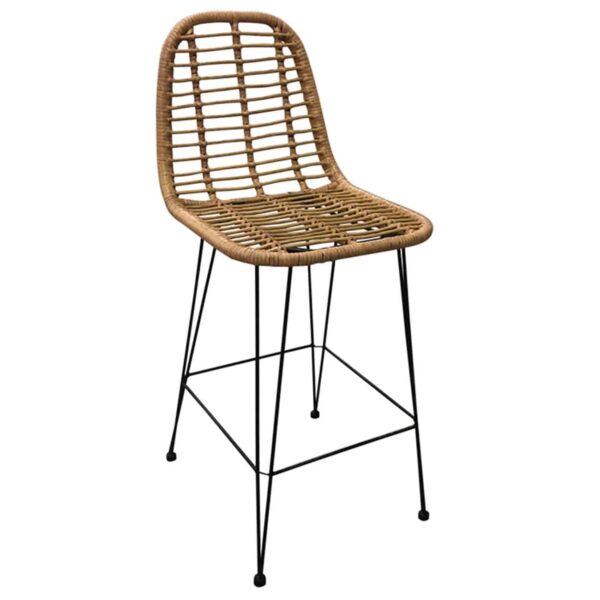 SALSA Σκαμπό BAR-Pro με Πλάτη, Μέταλλο Βαφή Μαύρο, Wicker Φυσικό 45x55x75/113cm - Image 2